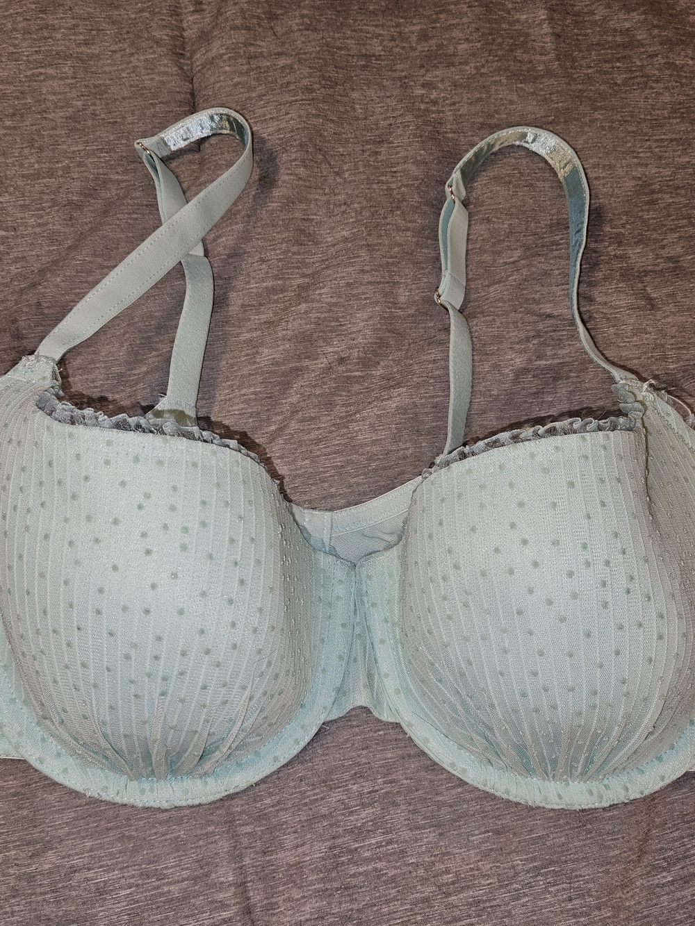Savage X Fenty Light Mint Dotted Lace-Trim Underwire Bra